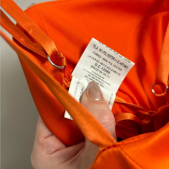 Eva Brazzi Coral/ Orange Satin Cocktail Dress - Picture 5 of 9